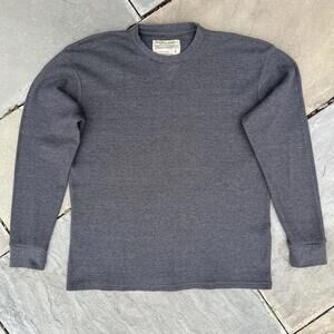 Vintage 90s Dark Grey Waffle Knit Thermal Long Sleeve Shirt